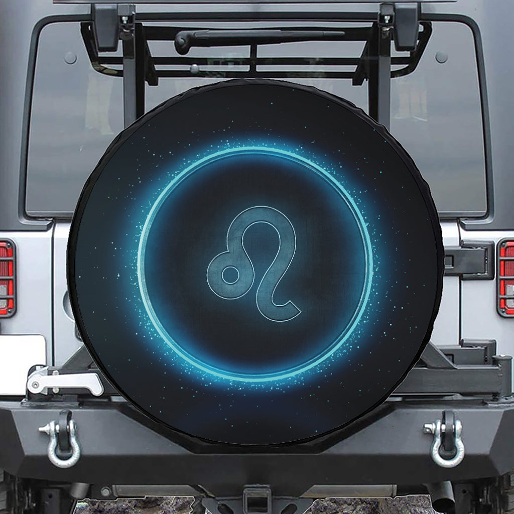 Blue Leo Zodiac Sign Print Tire Cover