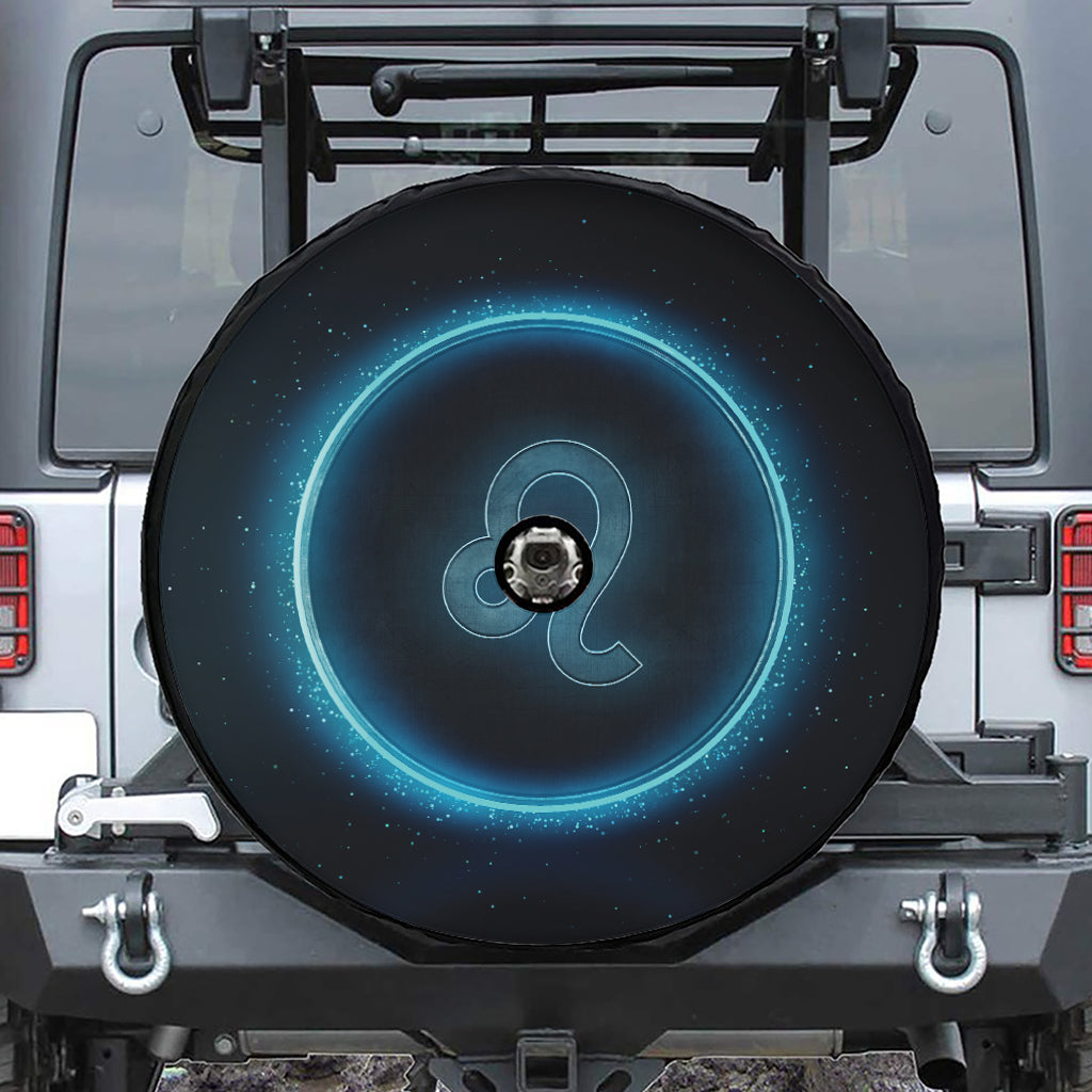 Blue Leo Zodiac Sign Print Tire Cover With Camera Hole