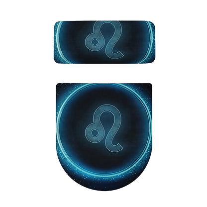 Blue Leo Zodiac Sign Print Toilet Lid And Tank Cover Set