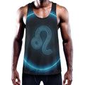 Blue Leo Zodiac Sign Print Men's Workout Tank Top