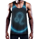 Blue Leo Zodiac Sign Print Training Tank Top