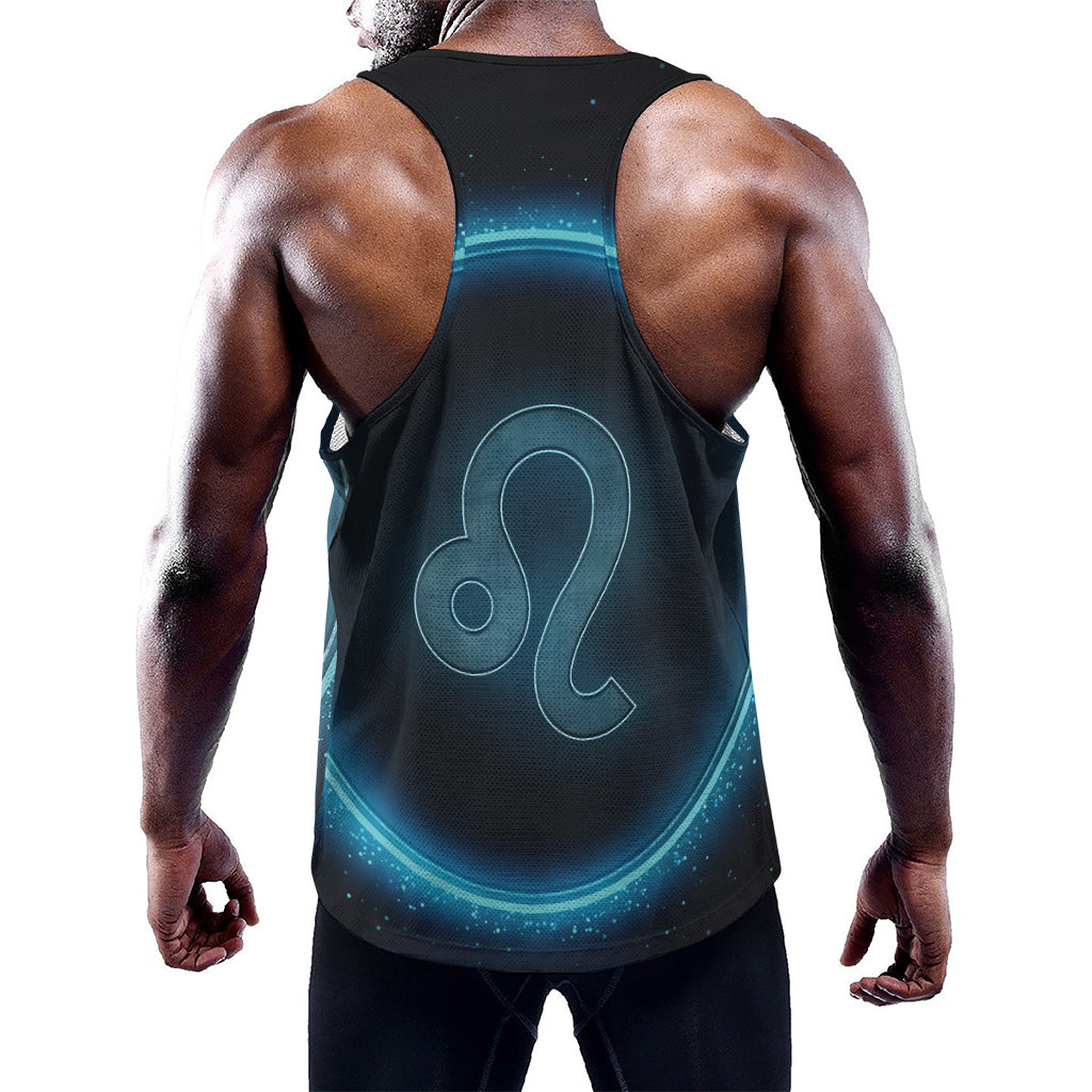 Blue Leo Zodiac Sign Print Training Tank Top