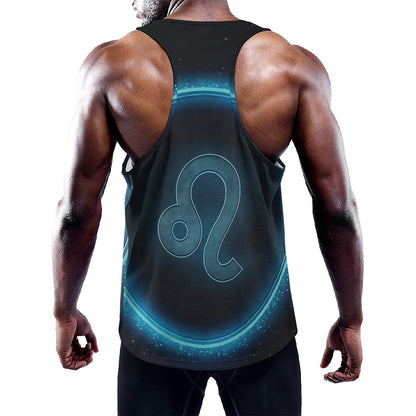 Blue Leo Zodiac Sign Print Training Tank Top