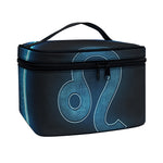 Blue Leo Zodiac Sign Print Travel Makeup Bag