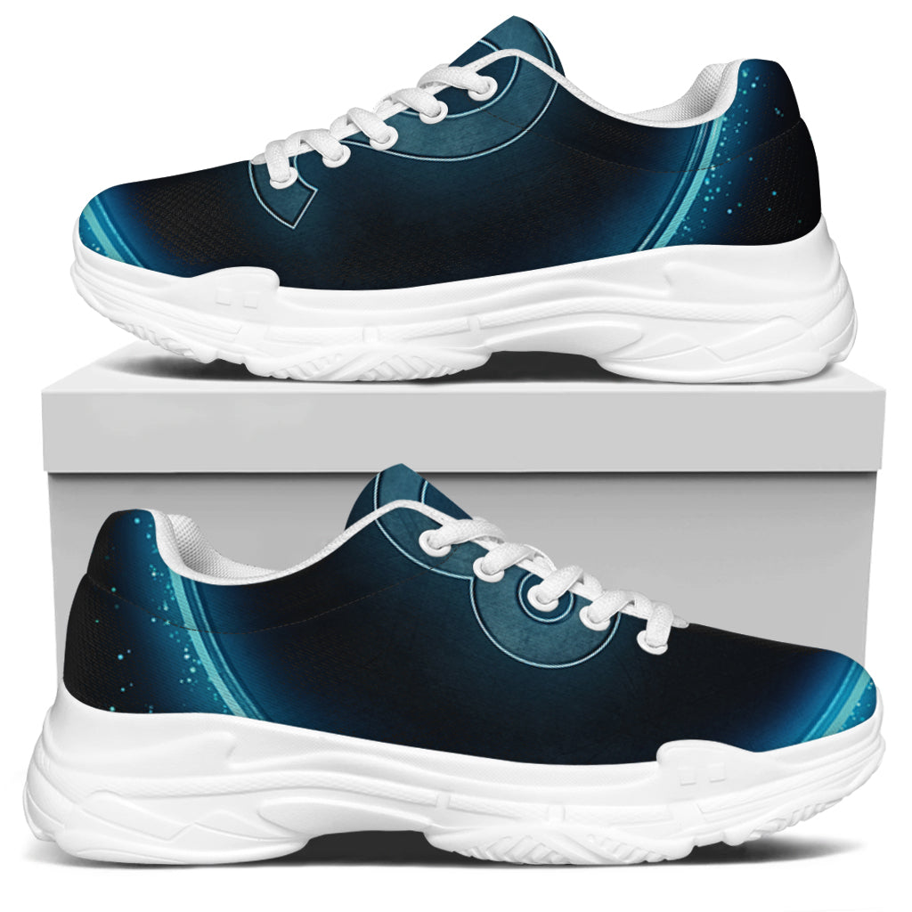 Blue Leo Zodiac Sign Print White Chunky Shoes