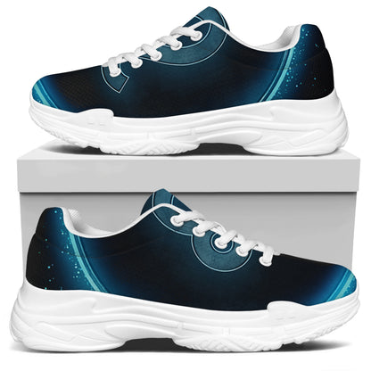 Blue Leo Zodiac Sign Print White Chunky Shoes