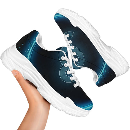 Blue Leo Zodiac Sign Print White Chunky Shoes