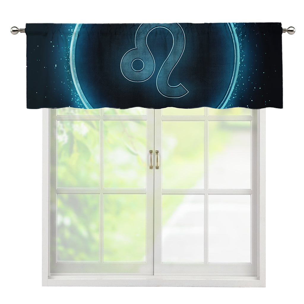 Blue Leo Zodiac Sign Print Window Valance
