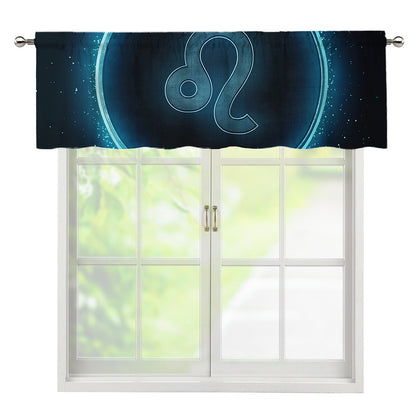 Blue Leo Zodiac Sign Print Window Valance