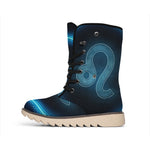Blue Leo Zodiac Sign Print Winter Boots