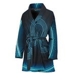 Blue Leo Zodiac Sign Print Women's Bathrobe
