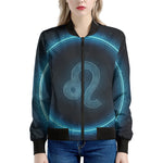 Blue Leo Zodiac Sign Print Women's Bomber Jacket