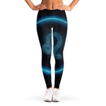 Blue Leo Zodiac Sign Print Women's Leggings