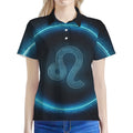 Blue Leo Zodiac Sign Print Women's Polo Shirt