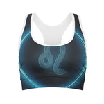 Blue Leo Zodiac Sign Print Women's Sports Bra