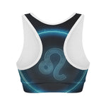 Blue Leo Zodiac Sign Print Women's Sports Bra