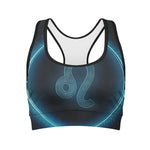Blue Leo Zodiac Sign Print Women's Sports Bra