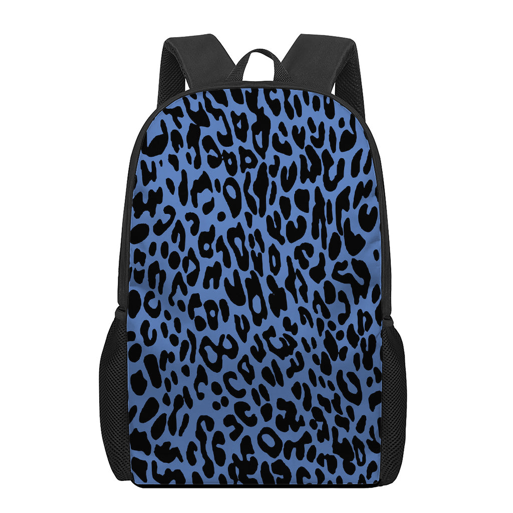 Blue Leopard Print 17 Inch Backpack