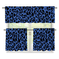 Blue Leopard Print 3 Piece Kitchen Curtains