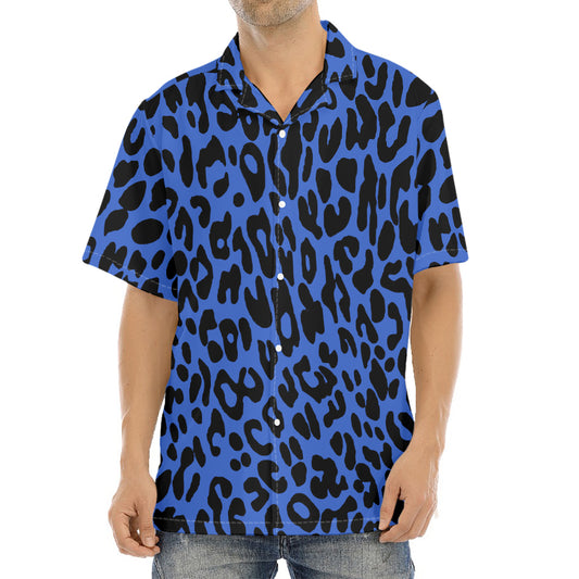 Blue Leopard Print Aloha Shirt