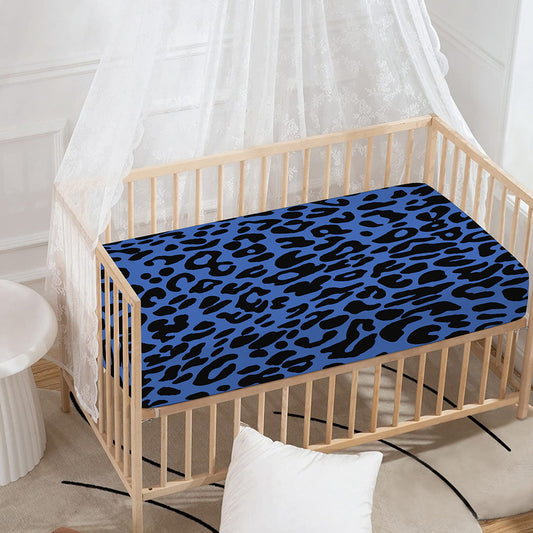 Blue Leopard Print Baby Crib Sheet