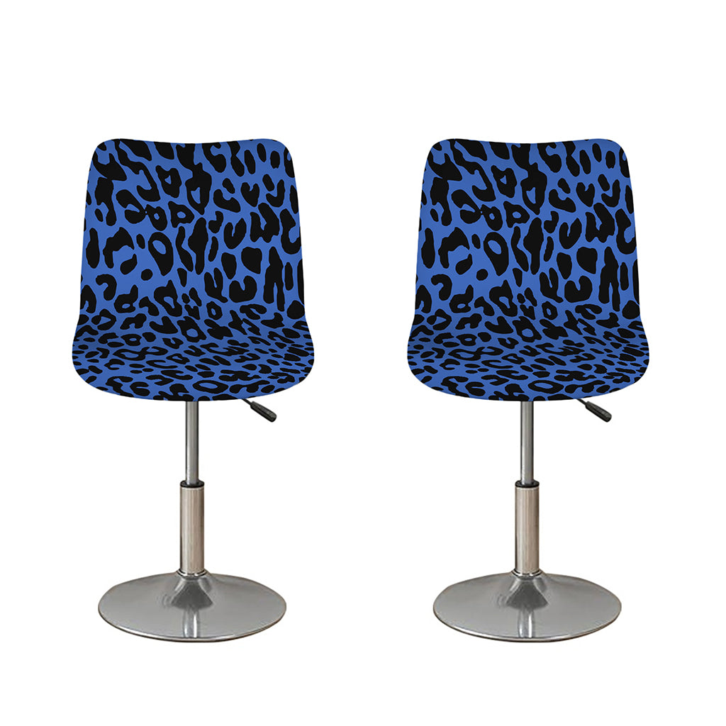 Blue Leopard Print Bar Stool Covers