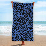 Blue Leopard Print Beach Towel