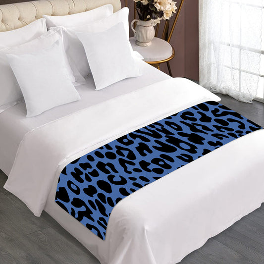 Blue Leopard Print Bed Runner
