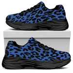 Blue Leopard Print Black Chunky Shoes