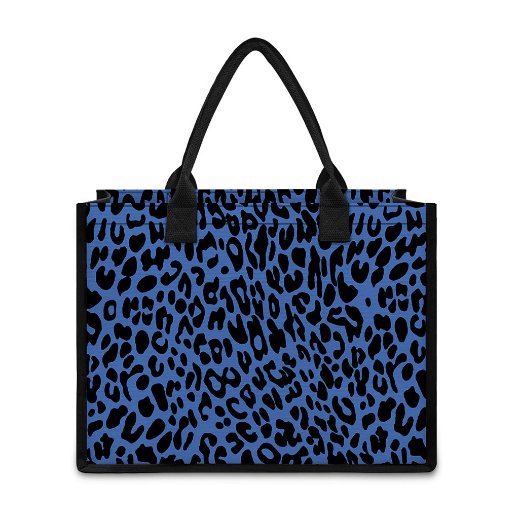 Blue Leopard Print Canvas Tote Bag