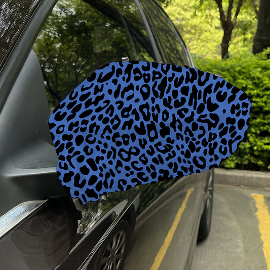 Blue Leopard Print Car Side Mirror Covers