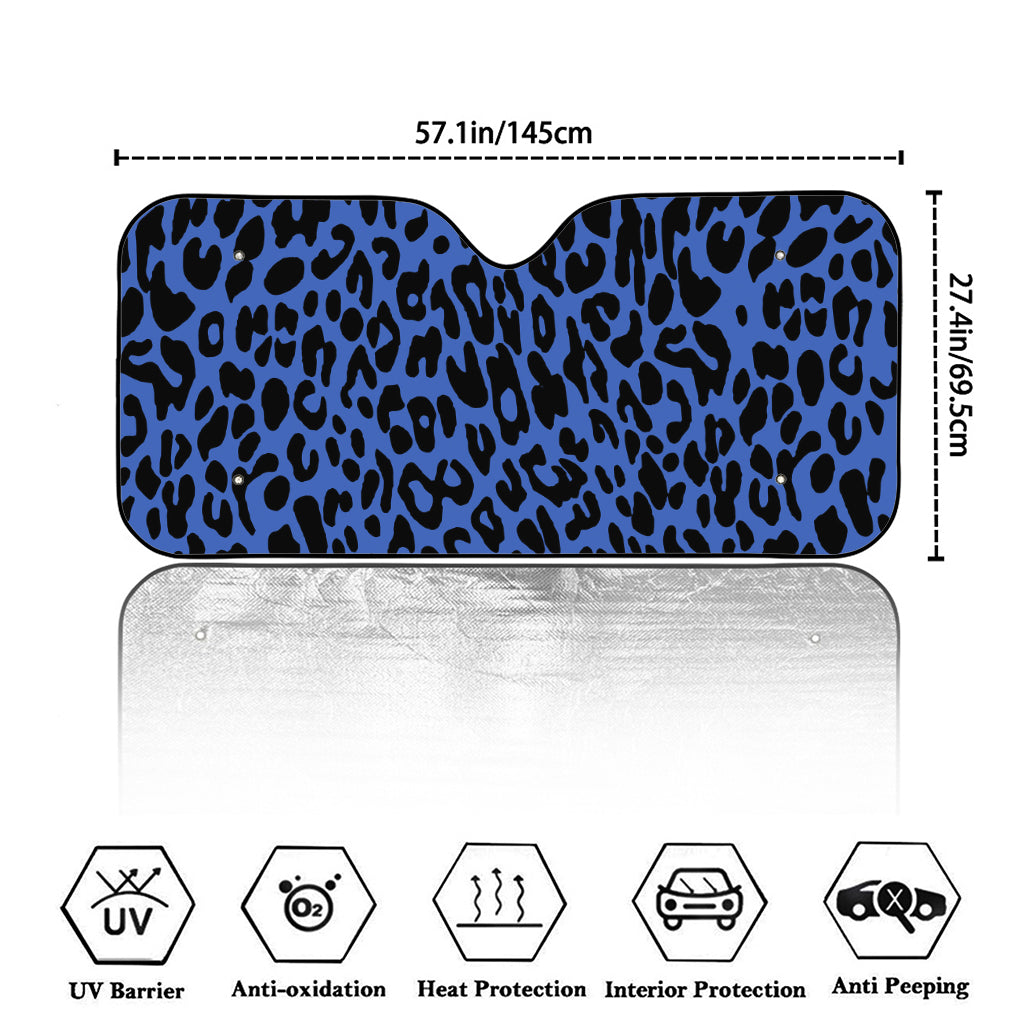 Blue Leopard Print Car Windshield Sun Shade