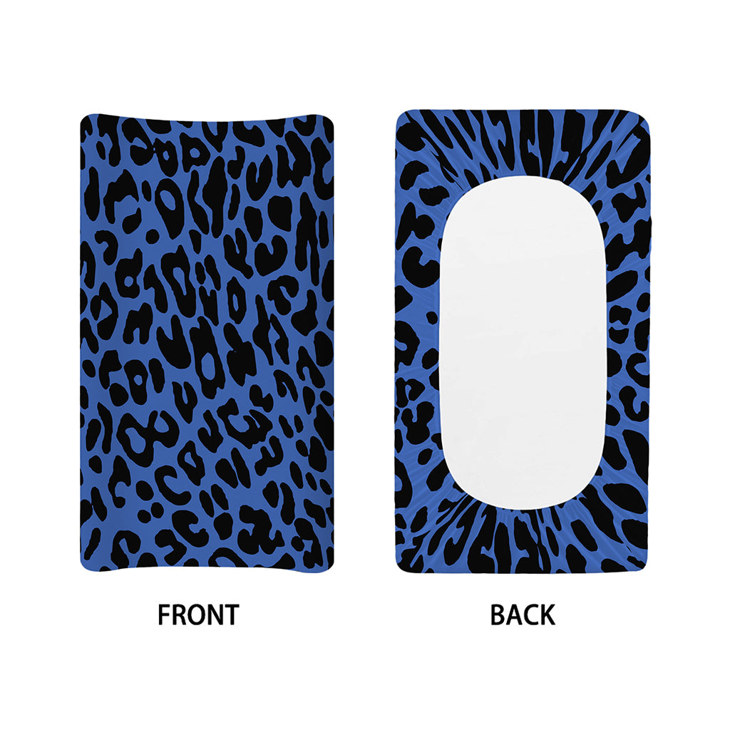 Blue Leopard Print Changing Pad Cover