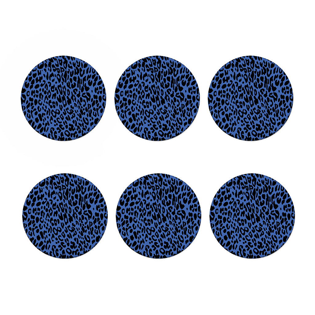 Blue Leopard Print Coaster Set