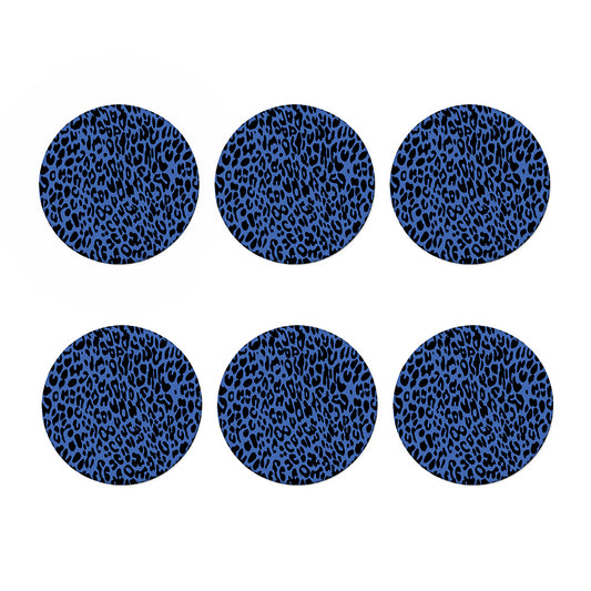 Blue Leopard Print Coaster Set