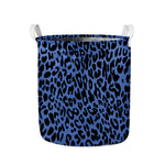 Blue Leopard Print Collapsible Laundry Basket