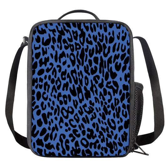 Blue Leopard Print Crossbody Lunch Bag