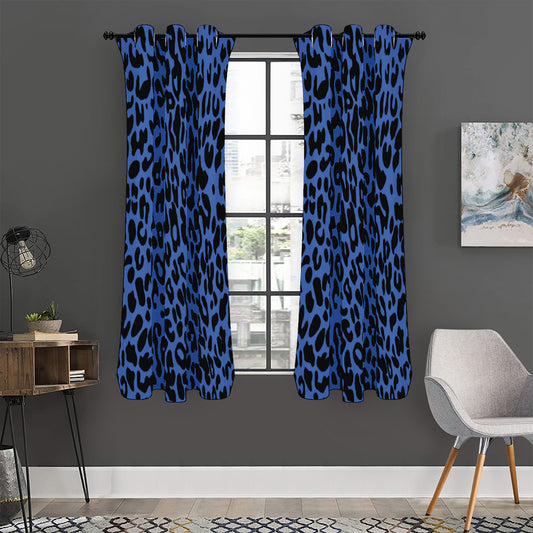 Blue Leopard Print Curtain