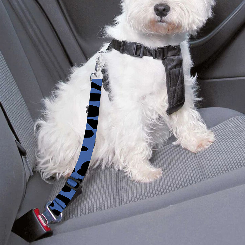 Blue Leopard Print Dog Seat Belt