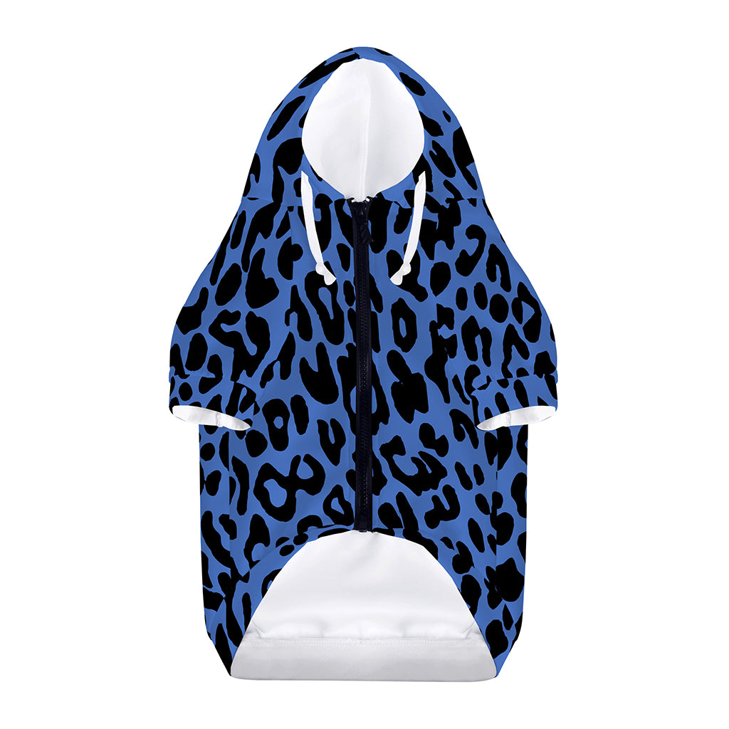 Blue Leopard Print Dog Zip Up Hoodie