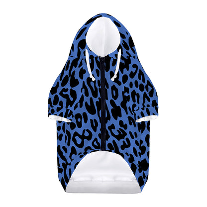 Blue Leopard Print Dog Zip Up Hoodie