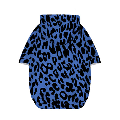 Blue Leopard Print Dog Zip Up Hoodie