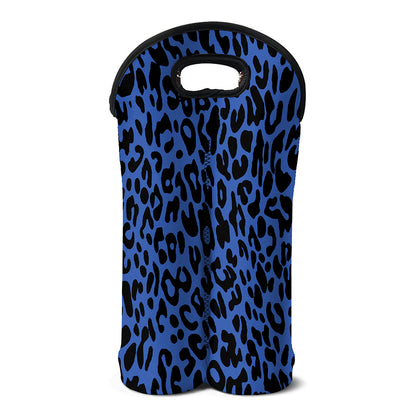 Blue Leopard Print Double Neoprene Wine Tote