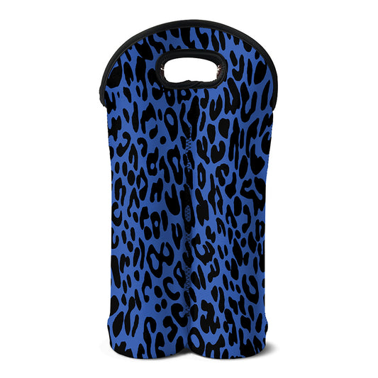 Blue Leopard Print Double Neoprene Wine Tote