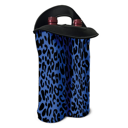 Blue Leopard Print Double Neoprene Wine Tote