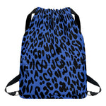 Blue Leopard Print Drawstring Backpack