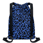 Blue Leopard Print Drawstring Backpack