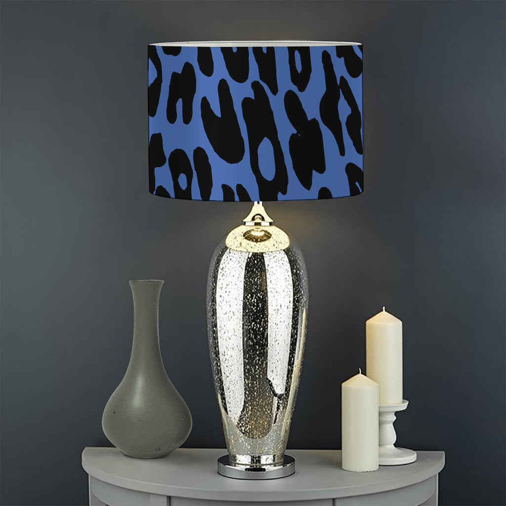 Blue Leopard Print Drum Lamp Shade