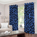Blue Leopard Print Extra Wide Grommet Curtains