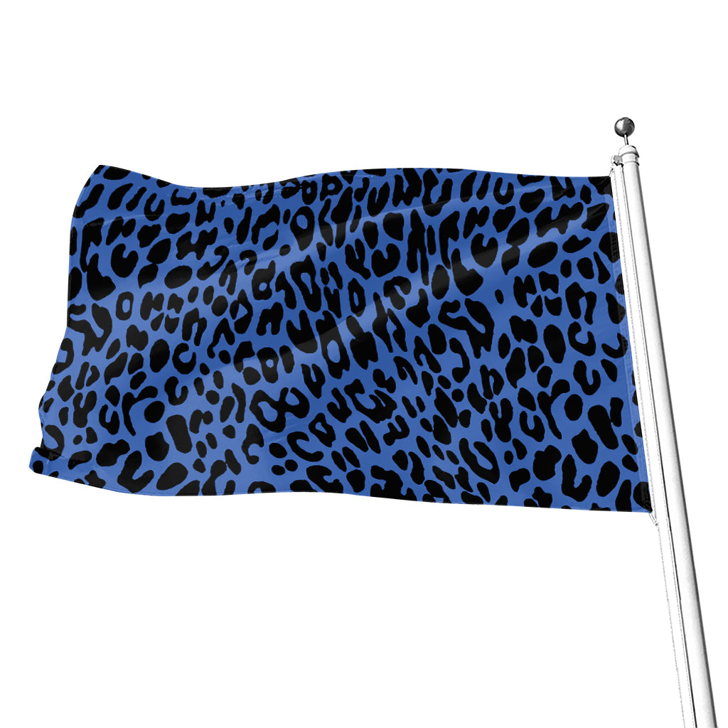 Blue Leopard Print Flag